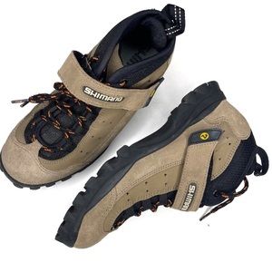 Shimano Womens Sz.7 SPD SH-M057 Tan Black Leather Cycling Shoes